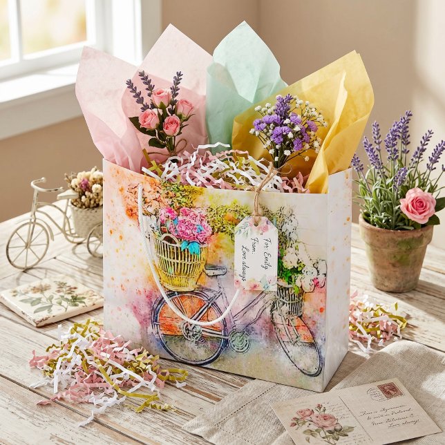 Fahrrad und Blume Große Geschenktüte (Von Creator hochgeladen)