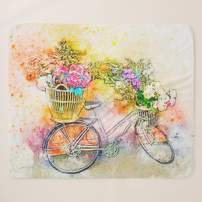 Fahrrad und Blume Sherpadecke (Vorderseite (Horizontal))