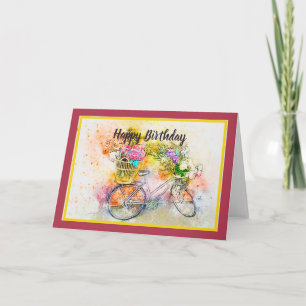 Fahrrad und Blumen Karte