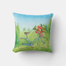 Fahrrad- und Erdbeeren-Kissen