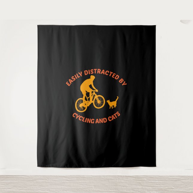 Fahrrad und Katze Wandteppich (Vorderseite)