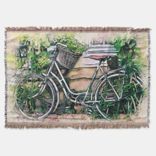 Fahrrad und Korb im Garten Decke