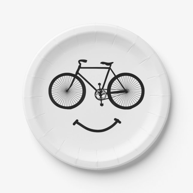 Fahrrad und Lächeln T - Shirt Radfahren Tee Shirt  Pappteller (Vorderseite)