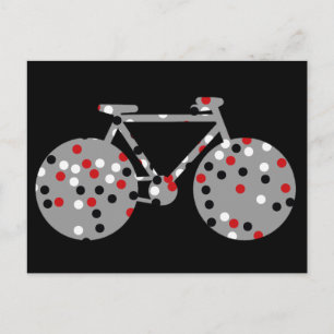 Fahrrad- und Polka-Punkte schwarz Postkarte