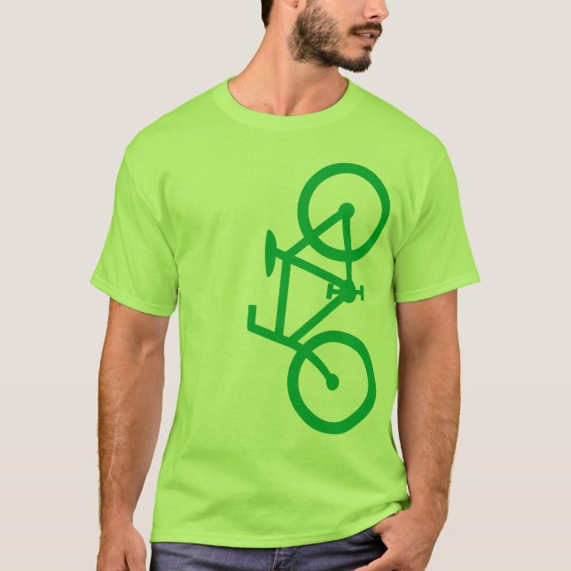 Fahrrad, vertikale Silhouette, grüner Entwurf T-Shirt (Vorderseite)