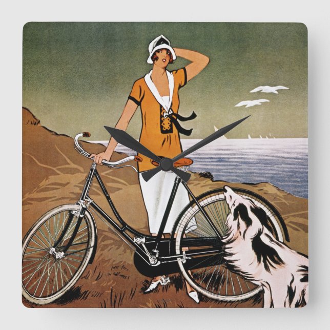 Fahrrad-Werbung, 1925 Quadratische Wanduhr (Vorderseite)