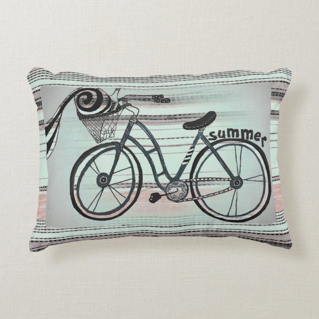 "Fahrrad zum Strand-Akzent-Kissen " Zierkissen (Vorderseite)