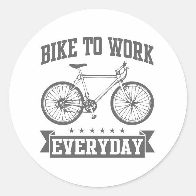 Fahrrad zur Arbeit Runder Aufkleber (Vorderseite)