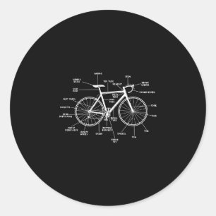 Fahrradanatomie- lustige Fahrradteile Radfahren  Runder Aufkleber