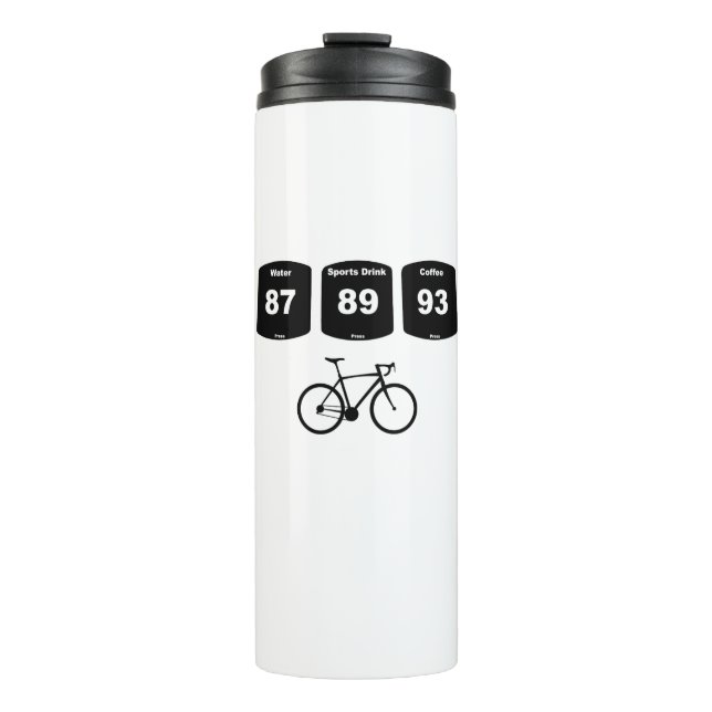 Fahrradbrennstoff: Wasser, Sportgetränk, Kaffee Thermosbecher (Vorderseite)