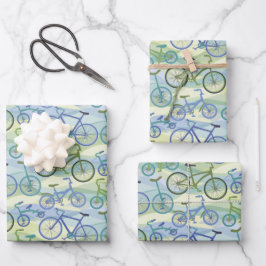 Fahrräder Blue Green Geschenkpapier Set