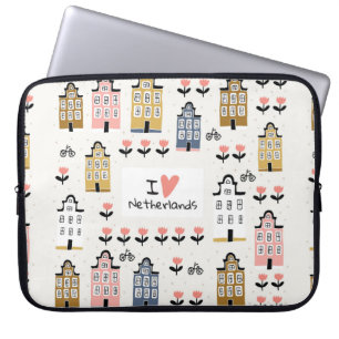Fahrräder der Amsterdamer Stadtarchitektur nahtlos Laptopschutzhülle