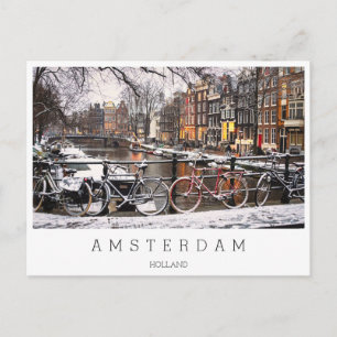 Fahrräder im Schnee in Amsterdam Postkarte