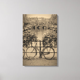 Fahrräder & Kanale - Classic Amsterdam Leinwanddruck