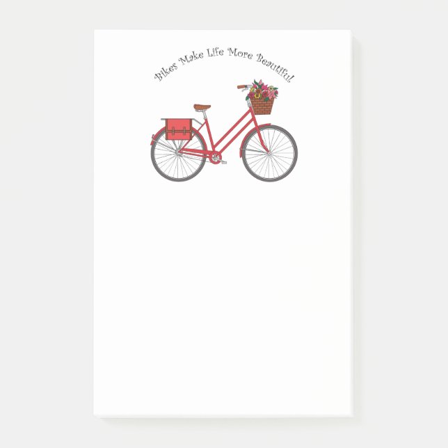 Fahrräder machen das Leben schöner - Red Bike Post-it Klebezettel (Vorderseite)