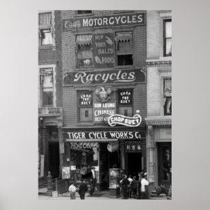 Fahrräder, Motorräder und Hieb Suey, frühe 1900s Poster
