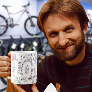 Fahrräder Radfahren Linienkunst Kaffeetasse