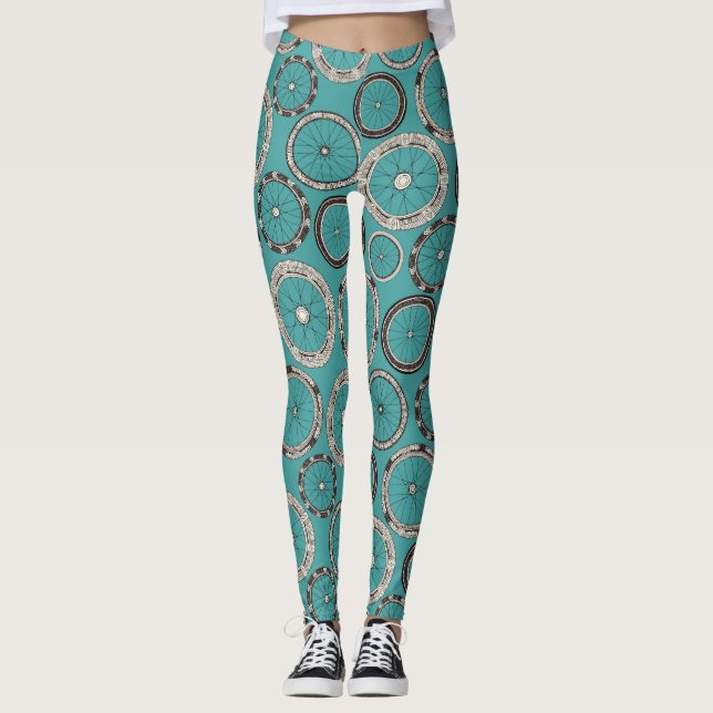 Fahrräder Türkis Leggings (Vorderseite)