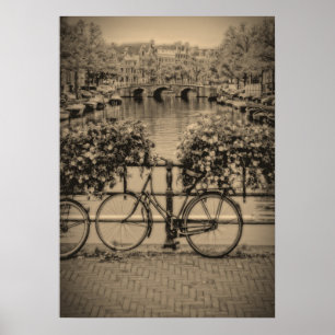 Fahrräder u. Kanäle - klassisches Amsterdam - Poster
