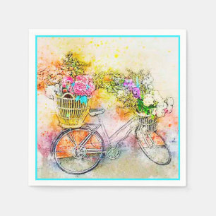 Fahrräder und Blume Serviette