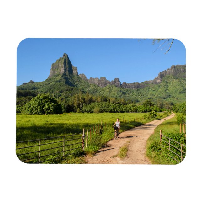 Fahrradfahren auf dem rechteckigen Magneten Moorea Magnet (Horizontal)