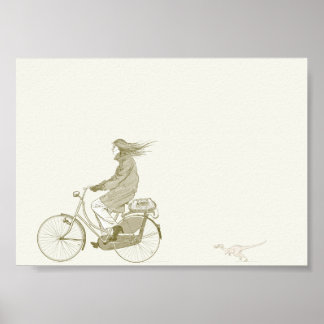Fahrradfahren mit Dinosaurier 7x5 Poster
