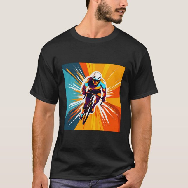 Fahrradfahren nach Pop-Art T-Shirt (Vorderseite)