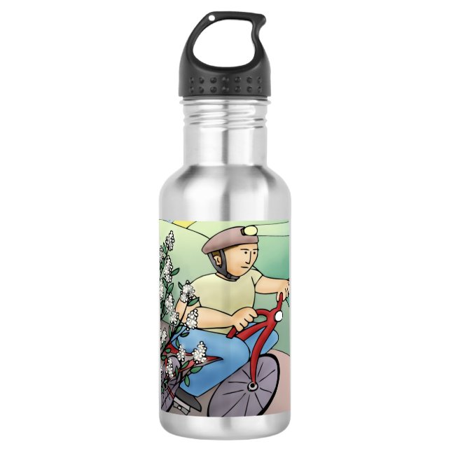 Fahrradfahrer Edelstahlflasche (Vorderseite)