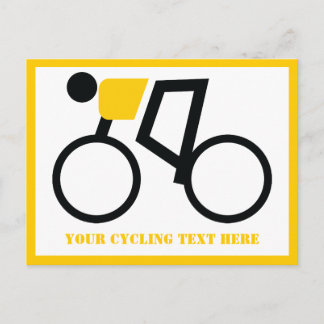 Fahrradfahrer fahren auf seinem Fahrrad maßgeschne Postkarte