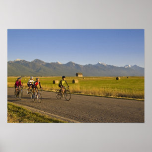 Fahrradfahrer fahren eine Landstraße hinunter Poster