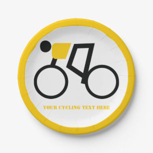 Fahrradfahrer fahren mit seinem Fahrradsymbol gelb Pappteller
