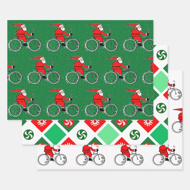 Fahrradfahrer-Holiday Geschenkpapier (Set)