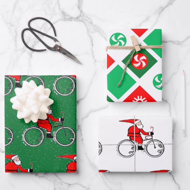 Fahrradfahrer-Holiday Geschenkpapier Set (Vorderseite)