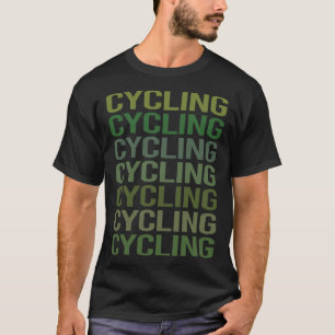 Fahrradfahrer im grünen Text T-Shirt