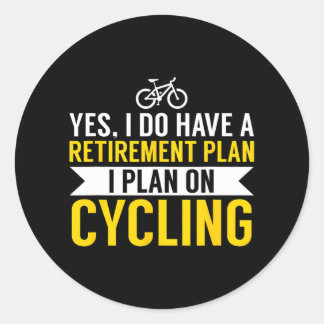 Fahrradfahrer im Ruhestandsplan Runder Aufkleber