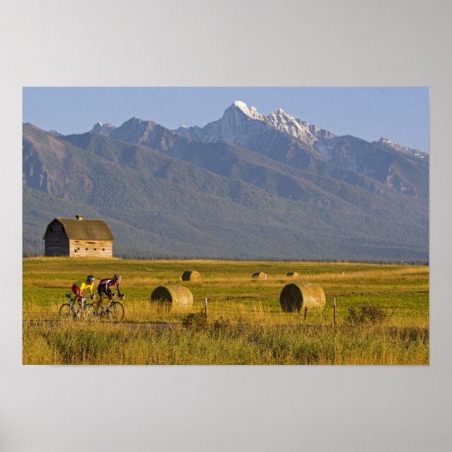 Fahrradfahrer runter in die Landstraße Poster (Vorne)
