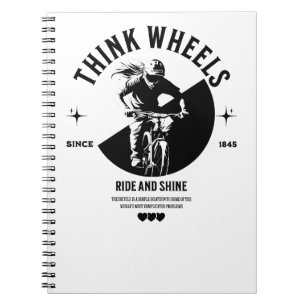 Fahrradfahrer Schwarz-Weiß-Notebook Notizblock