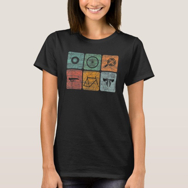 Fahrradfahrer Vintager Fahrradteile Fahrradfahrer T-Shirt (Vorderseite)