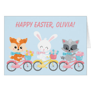 Fahrradfox, Bunny und Raccoon Kinder Ostern