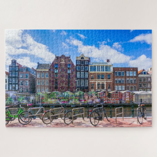 Fahrradhäuser am Canal de Amsterdam Niederlande (Horizontal)