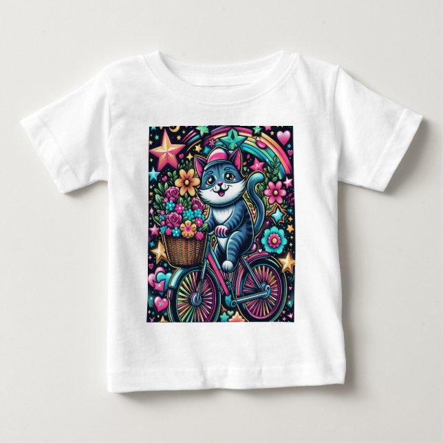 Fahrradkatze Baby T-shirt (Vorderseite)