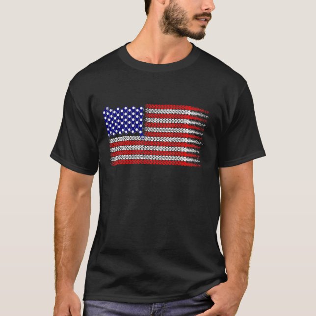 Fahrradkettenflagge USA T-Shirt (Vorderseite)