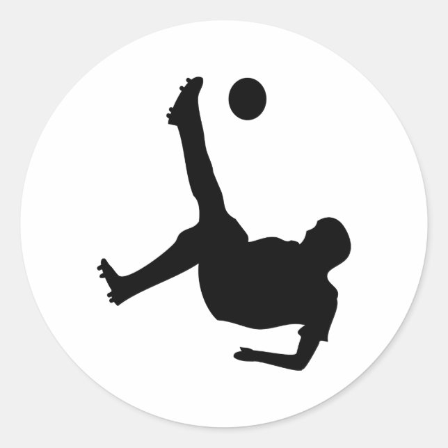 Fahrradkick-Fußballspieler Runder Aufkleber (Vorderseite)
