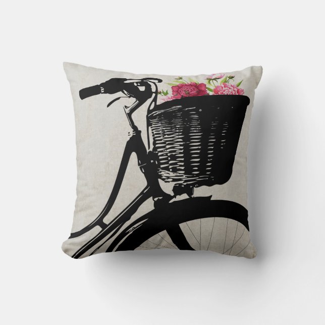 Fahrradkörbe mit Peonies-Kissen Kissen (Vorderseite)