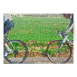 Fahrradkunst, 2 Fahrradfahrer und grüner Hintergru