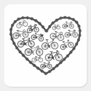 Fahrradliebe Quadratischer Aufkleber