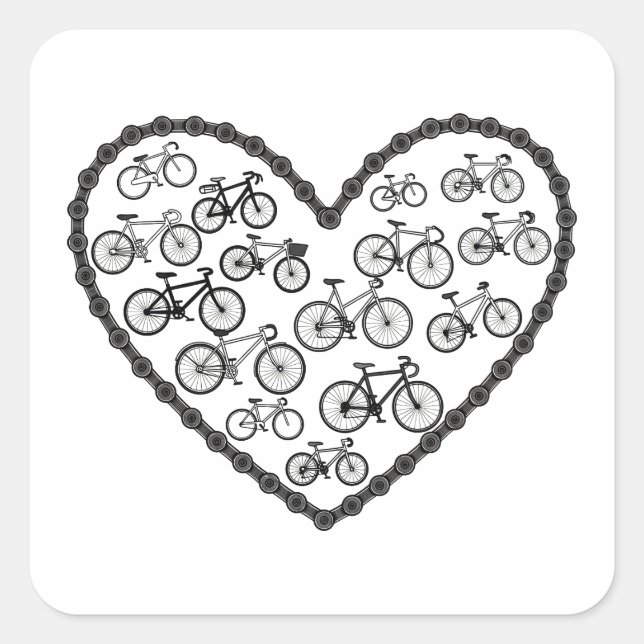 Fahrradliebe Quadratischer Aufkleber (Vorderseite)
