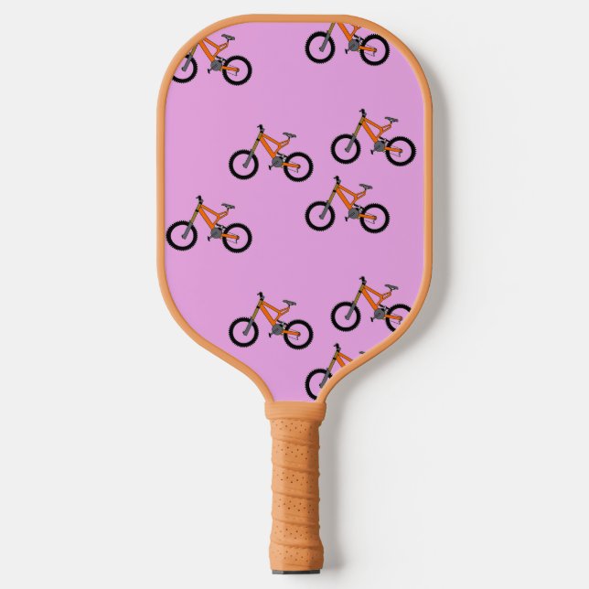 Fahrradmuster auf Rosa Pickleball Schläger (Vorderseite)