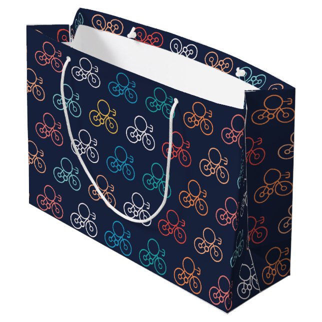 Fahrradmuster Große Geschenktüte (Rückseite Schrägansicht)