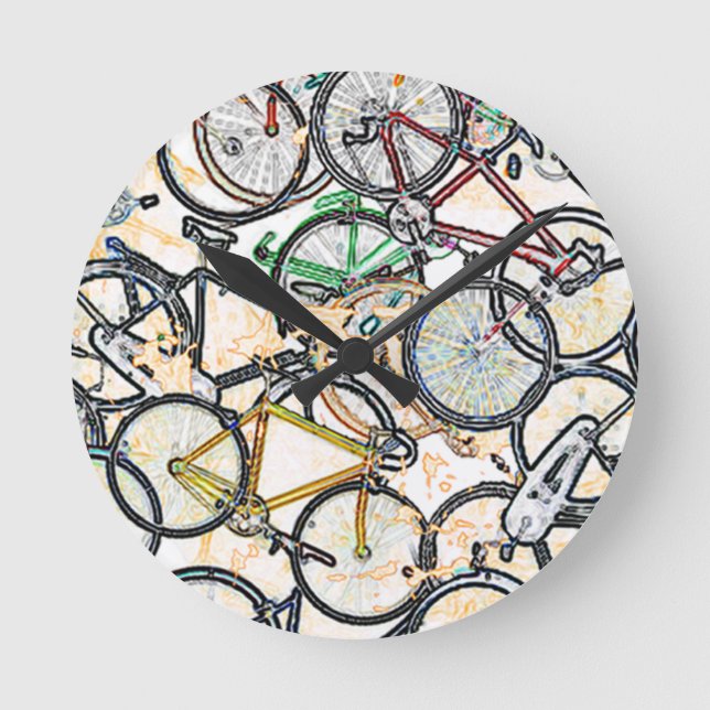 Fahrradmuster im urbanen Stil Runde Wanduhr (Vorderseite)